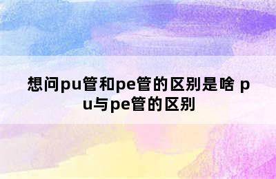 想问pu管和pe管的区别是啥 pu与pe管的区别